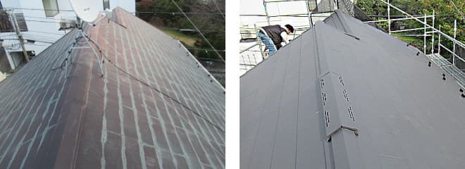 横浜市中区の屋根修理、屋根葺き替え例